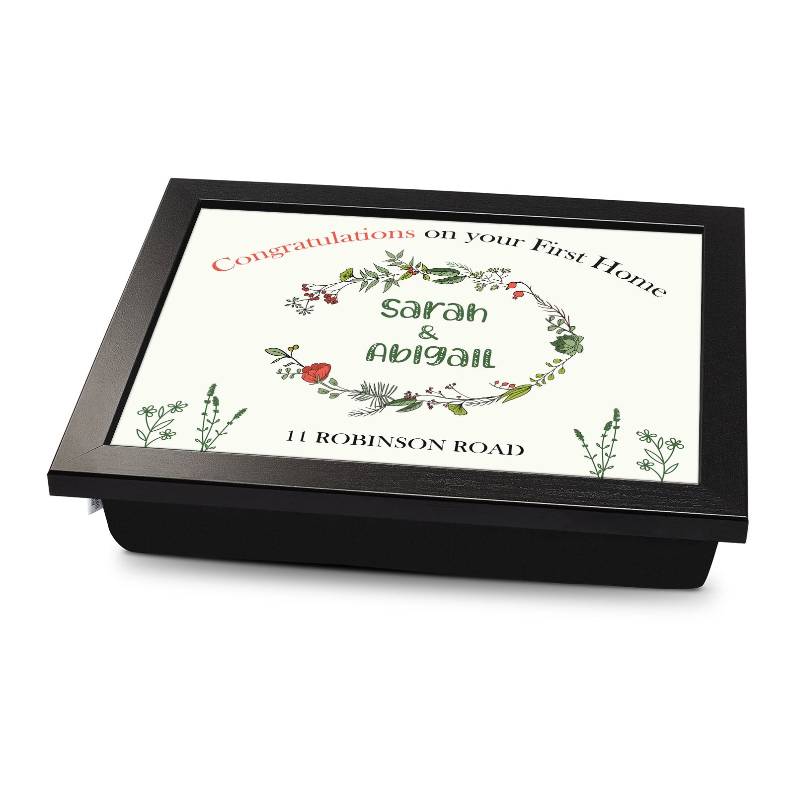 Congrats on First Home Lap Tray With Cushion Personalised Lap Trays With Cushion