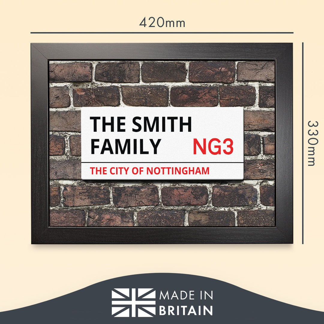 Family Street Sign - Lap Tray Personalised Home Gift