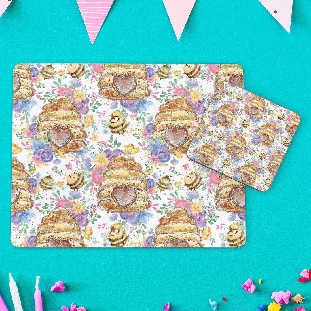 Buzzy Bees Honeycombs Coaster & Placemat Set