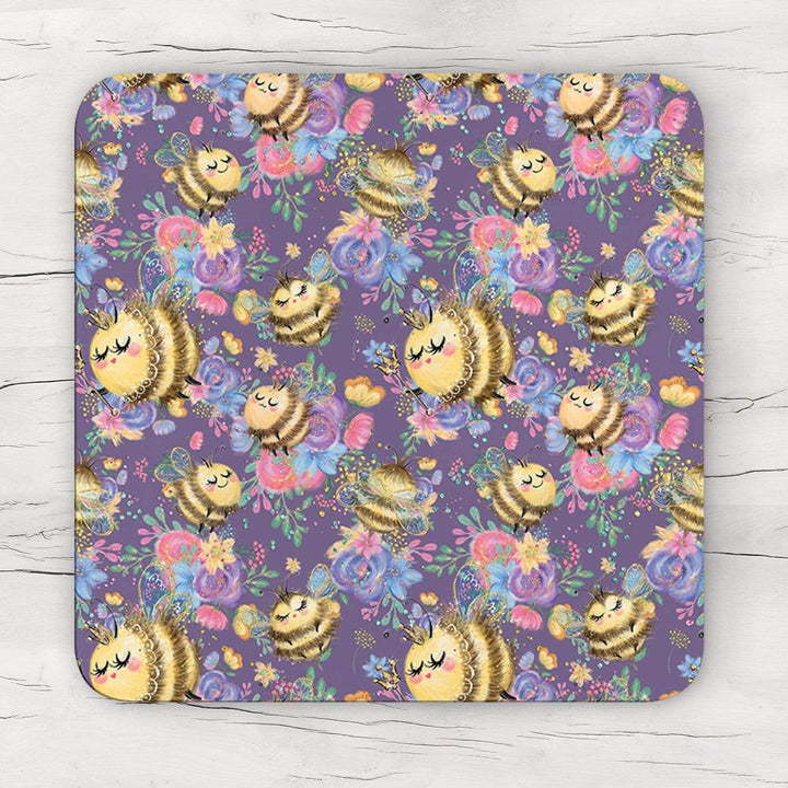 Buzzy Bees On Flowers Coaster & Placemat Set