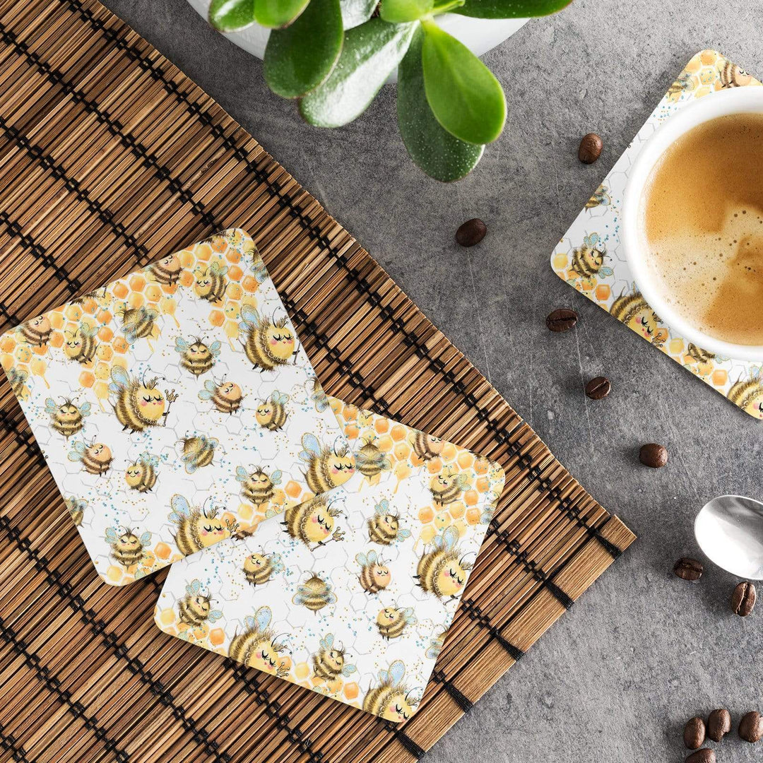 Buzzy Bees On Honey Coaster & Placemat Set