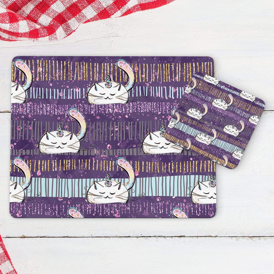 Cat Unicorn Coaster & Placemat Set