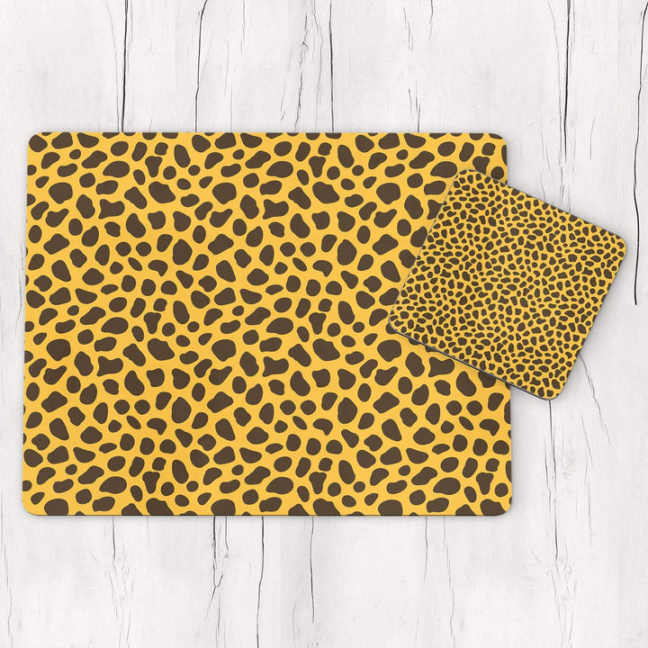 Cheetah Spots Pattern Coaster & Placemat Set