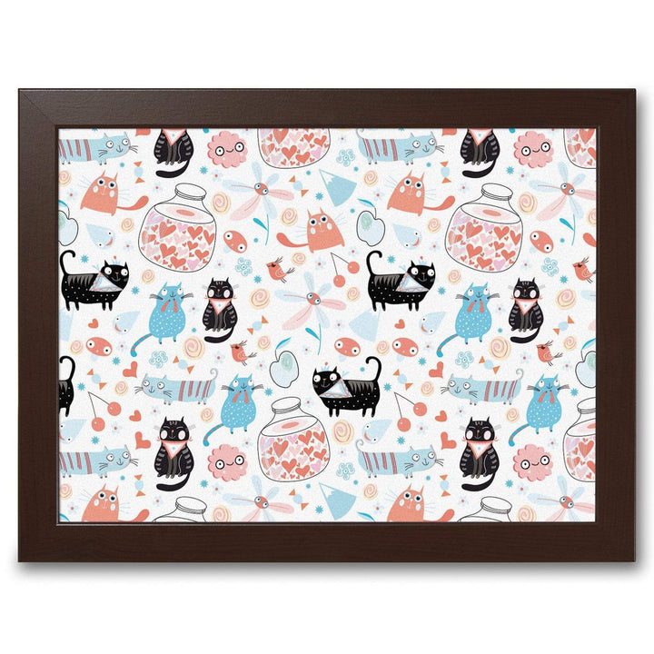 Cute Cat Pattern -  Lap Tray With Cushion