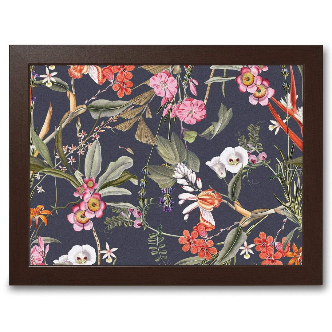 Dark Floral -  Lap Tray With Cushion