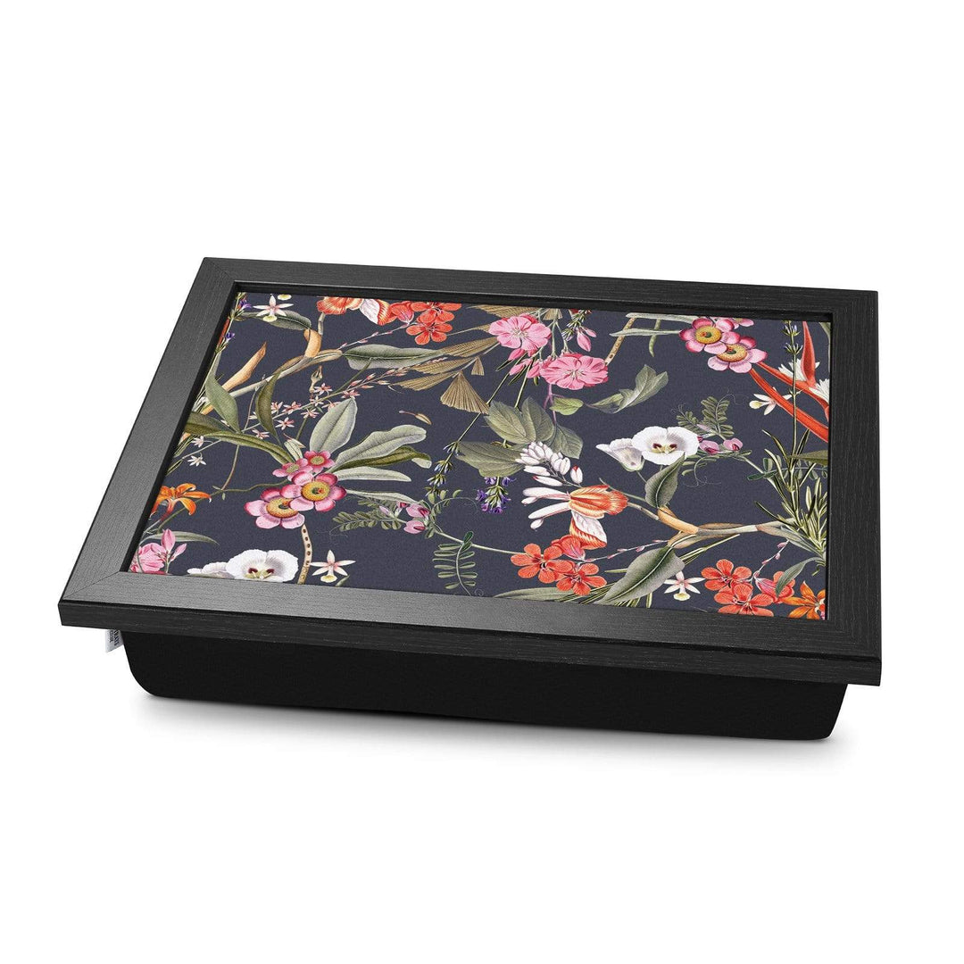 Dark Floral -  Lap Tray With Cushion