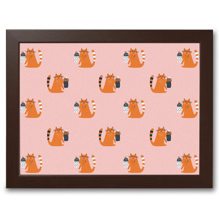 Ginger Cat & Cactus Pattern -  Lap Tray With Cushion