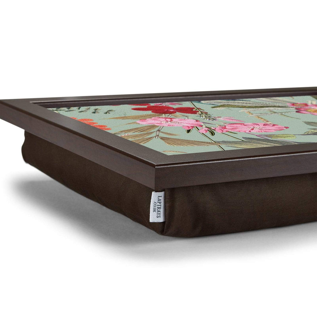 Green Floral -  Lap Tray With Cushion