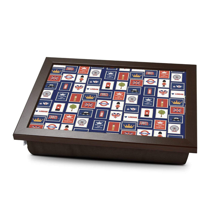 London Stamps -  Lap Tray With Cushion
