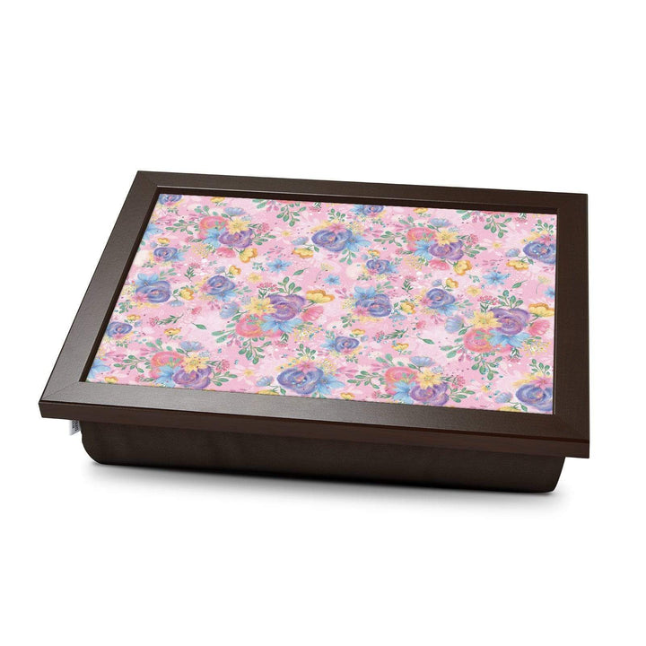 Pink Flowers -  Lap Tray With Cushion