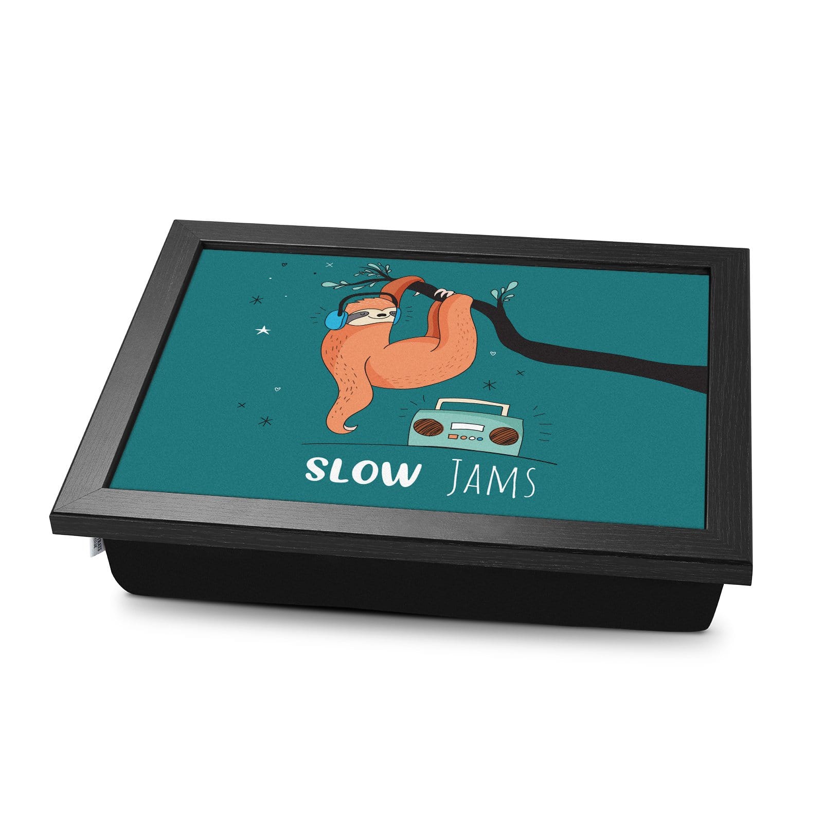 Sloth Personalised Lap Tray | Black Wooden Frame – Lap Trays With Cushion