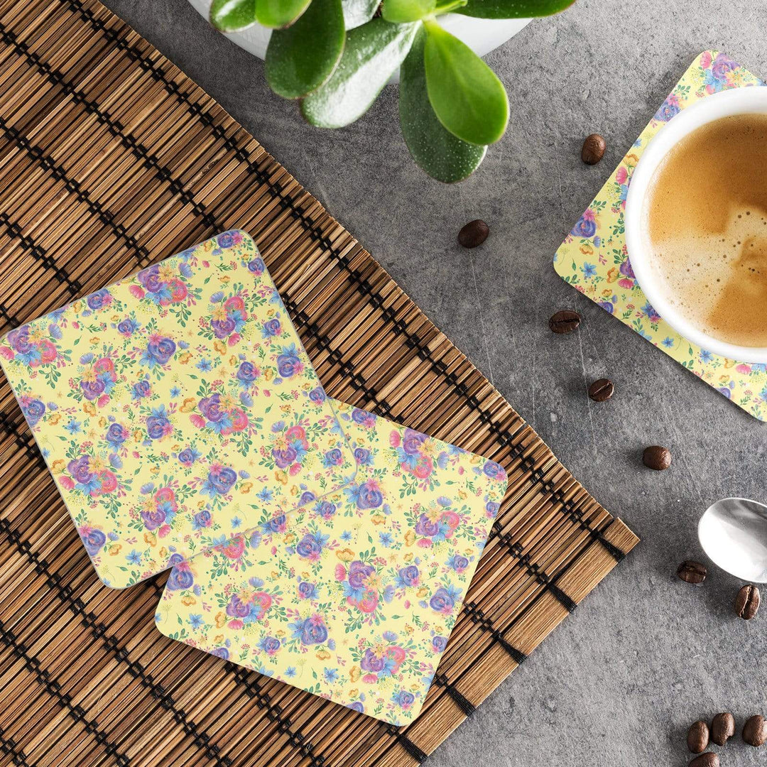 Yellow Flowers Coaster & Placemat Set