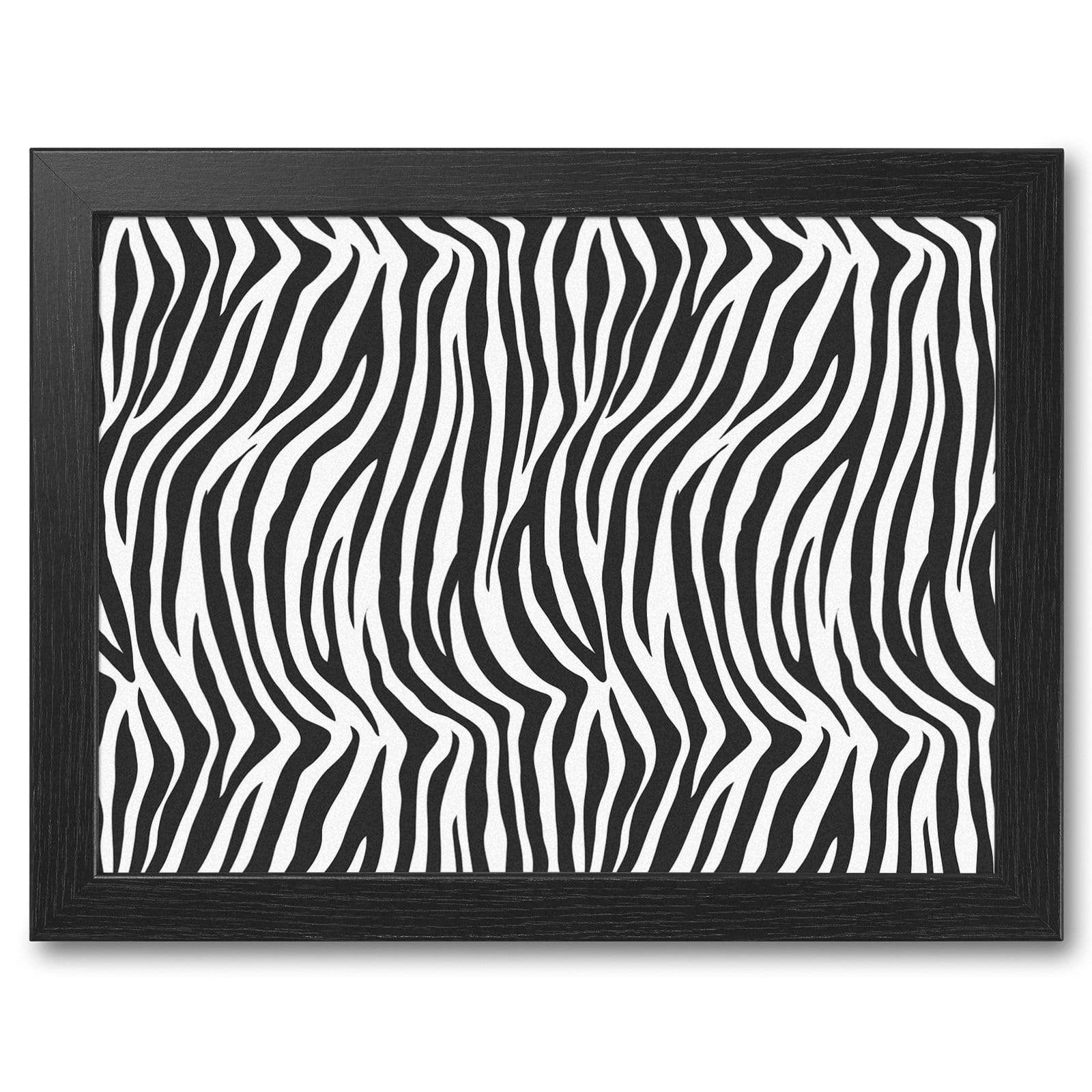 Laps Zebra Zebra Stripes Lap Tray With Cushion - Black Wood Frame – Lap Trays With ...